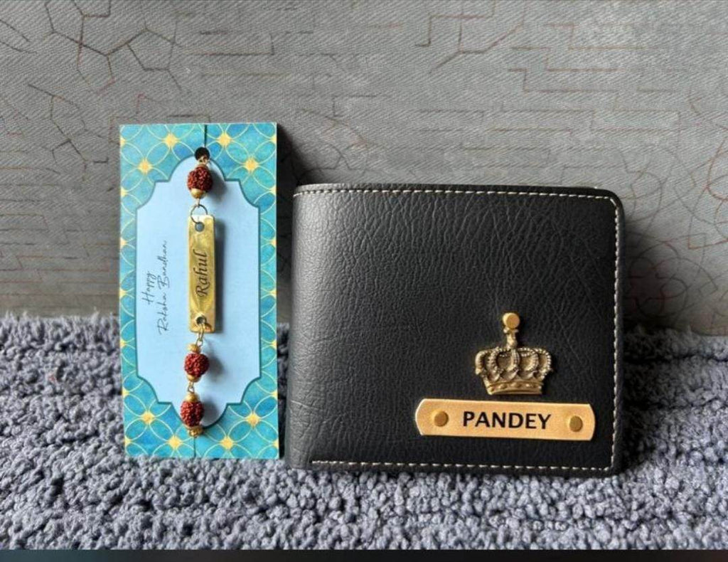 Rakhi gifts under 500 rupees in India - wallet and personalized Rakhi combo