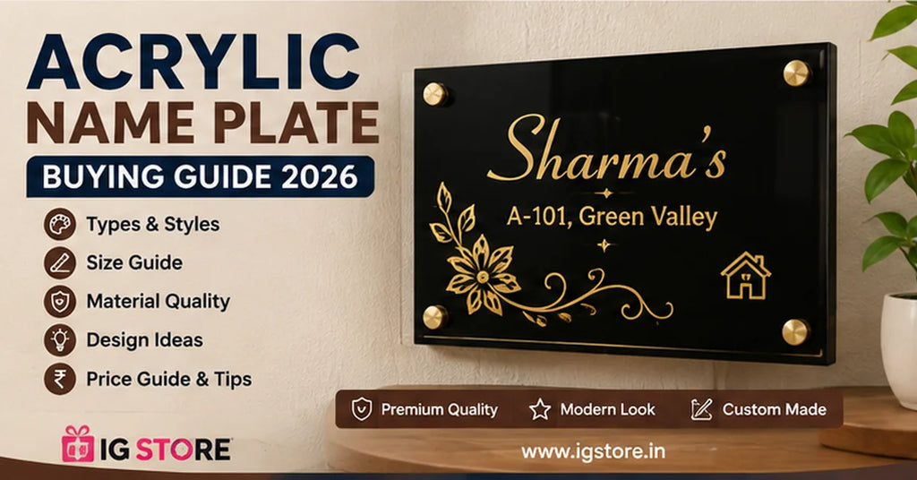 Acrylic Name Plate Buying Guide 2026 with types, sizes, material quality, designs and price tips