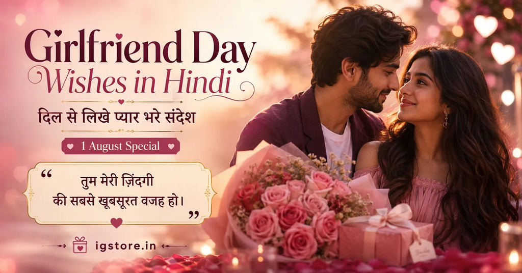 Girlfriend Day wishes in Hindi romantic banner for 1 August