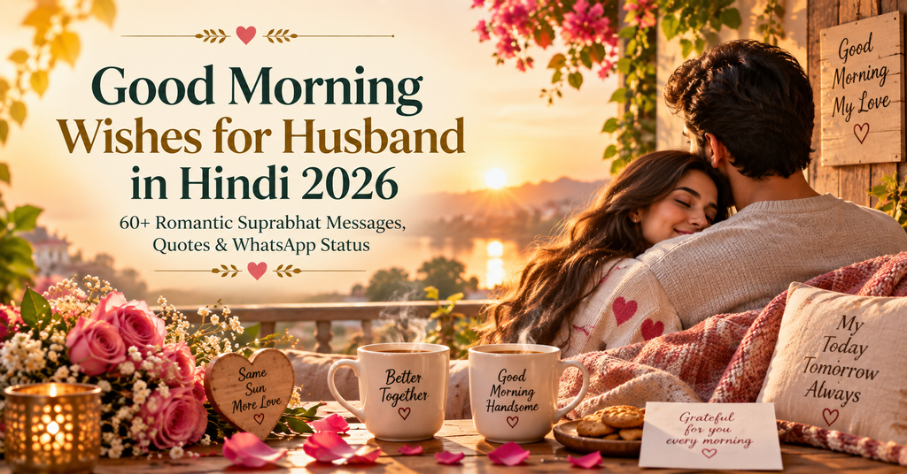Good Morning Wishes for Husband in Hindi 2026 romantic Suprabhat messages quotes and WhatsApp status