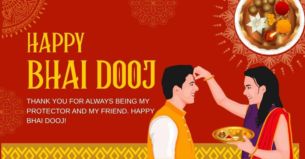 Brother and sister celebrating Bhai Dooj with tilak and gifts