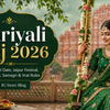 Hariyali Teej 2026 Jaipur festival banner with puja vidhi, samagri and vrat rules