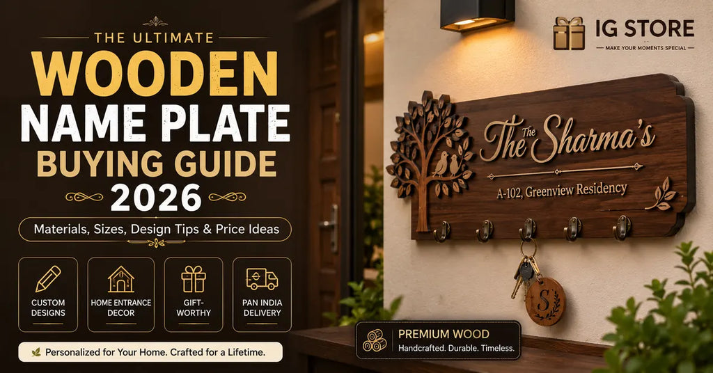 Wooden Name Plate Buying Guide 2026 with sizes, materials, design tips and price ideas