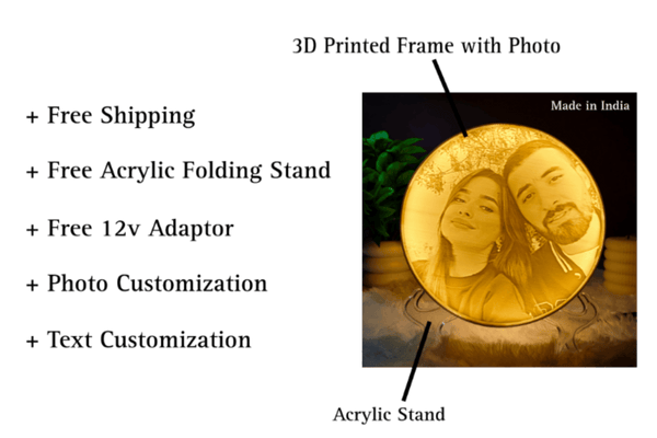 Customized 3D Photo Lamp – Personalized LED Lithophane Night Light Gift for Couples, Anniversary, Birthday - IG Store
