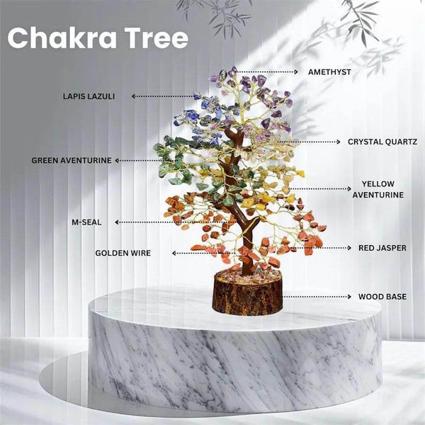 Chakra Natural Gemstone Crystal Tree – Positive Energy & Healing Decor - IG Store