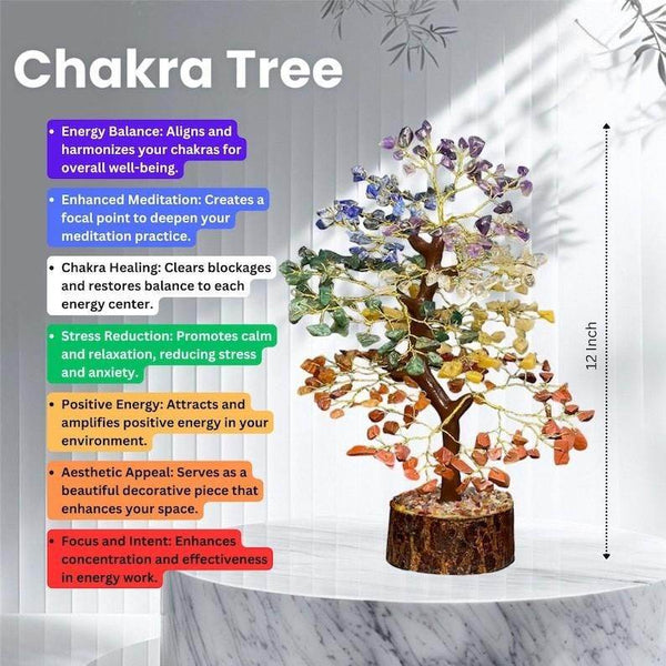 Chakra Natural Gemstone Crystal Tree – Positive Energy & Healing Decor - IG Store