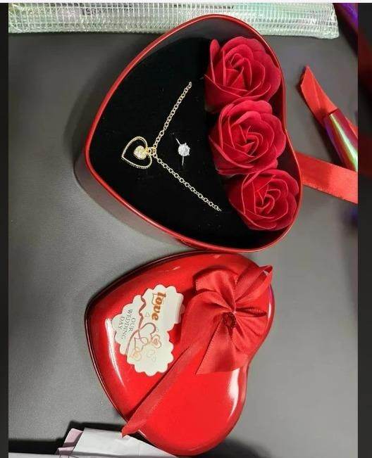 Sparkling Love Adornments – Jewelry & Artificial Flowers in Heart Box | Valentine’s Gift by Floweraura - IG Store