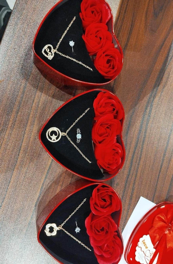 Sparkling Love Adornments – Jewelry & Artificial Flowers in Heart Box | Valentine’s Gift by Floweraura - IG Store