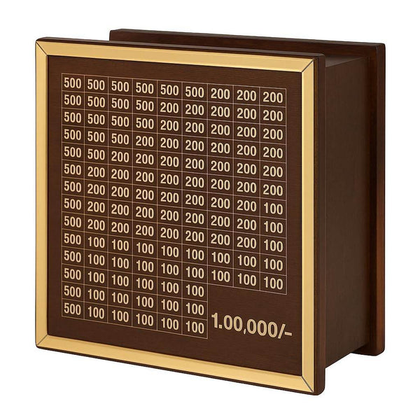 Premium Wooden 1 Lakh Money Saving Box with Gold Frame – Stylish Indian Currency Tracker Bank - IG Store