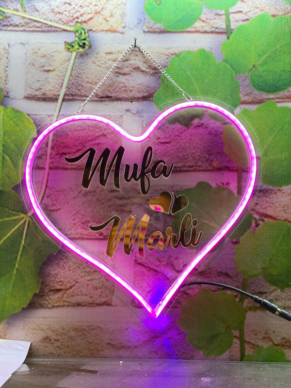 Personalised Round or Heart Neon Name Board – Custom Couples LED Light - IG Store
