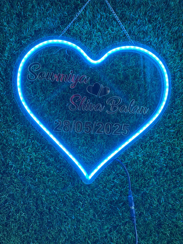 Personalised Round or Heart Neon Name Board – Custom Couples LED Light - IG Store