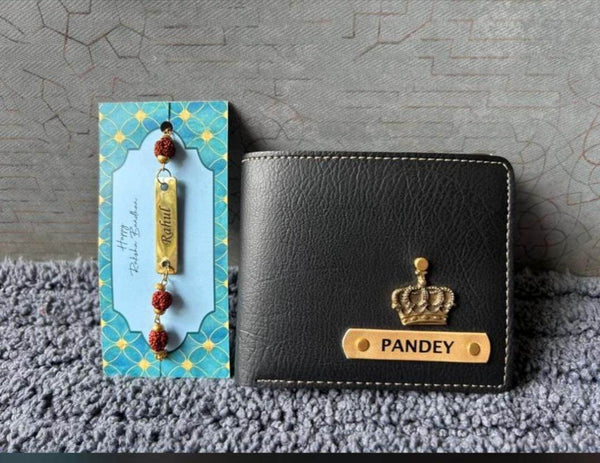 Nexon Wallet + Personalized Rudraksha Rakhi Combo – Raksha Bandhan Gift Set - IG Store
