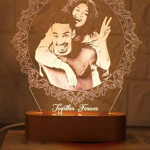 Personalized 3D Illusion Acrylic Photo Lamp for Couples – Custom Name, Date & Picture | Romantic LED Night Light Gift for Anniversary, Wedding, Valentine, Husband & Wife - IG Store