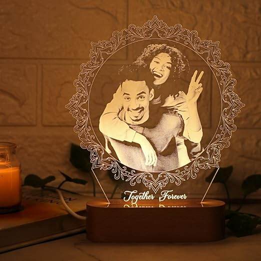Personalized 3D Illusion Acrylic Photo Lamp for Couples – Custom Name, Date & Picture | Romantic LED Night Light Gift for Anniversary, Wedding, Valentine, Husband & Wife - IG Store