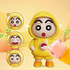 Shinchan face changing keychain toy in yellow hoodie