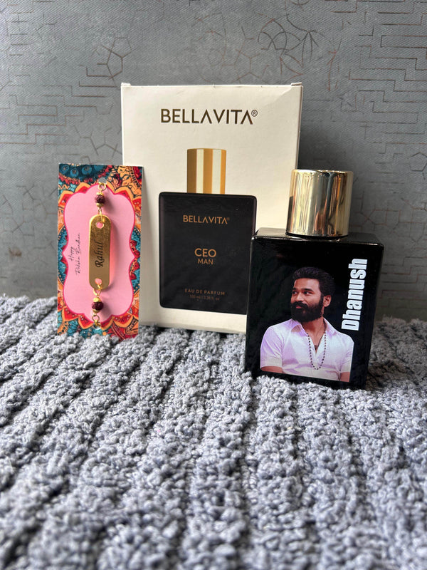 Customised Photo Perfume with Rudraksh Rakhi – Raksha Bandhan Gift Combo - IG Store