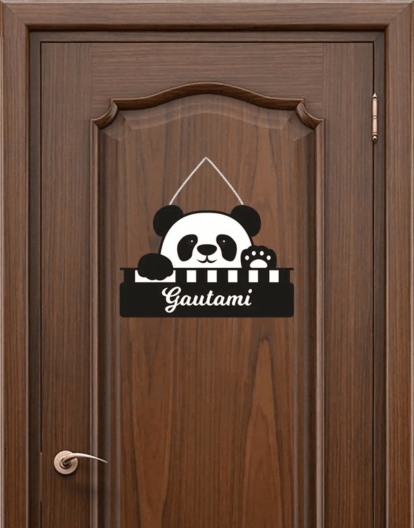 Customized Wooden Name Plates for Kids – Cute Panda Design with Name - IG Store