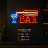BAR neon sign available sizes 18x9 inch, 24x12 inch and 36x18 inch
