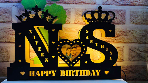Custom Initial Name LED Lamp with Photo & Message - IG Store