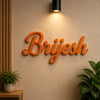 Brijesh orange custom wooden name plate for home entrance decor