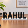 Custom 3D desk name plate in black with white base for office table