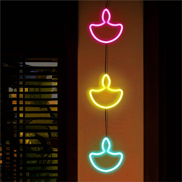 Diya Neon LED Wall Hanging Light for Diwali Decoration - IG Store