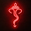 Red Ganesha acrylic neon sign glowing wall decor close-up