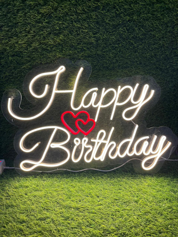 Warm White Happy Birthday Neon (Premium Look)
