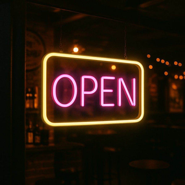 Neon "OPEN" Sign Board – 12x6 Inch LED Light for Bar, Hotel, Shop, Cafe & Restaurant