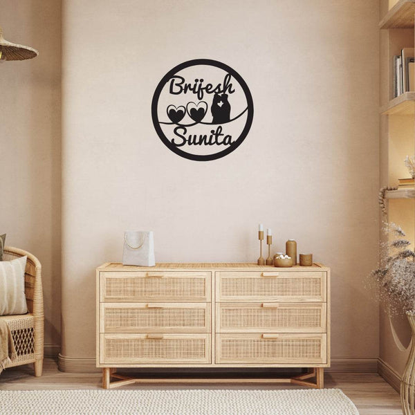 Customized Husband Wife Name Wall Decor | Personalized Couple Name Wooden Wall Hanging - IG Store