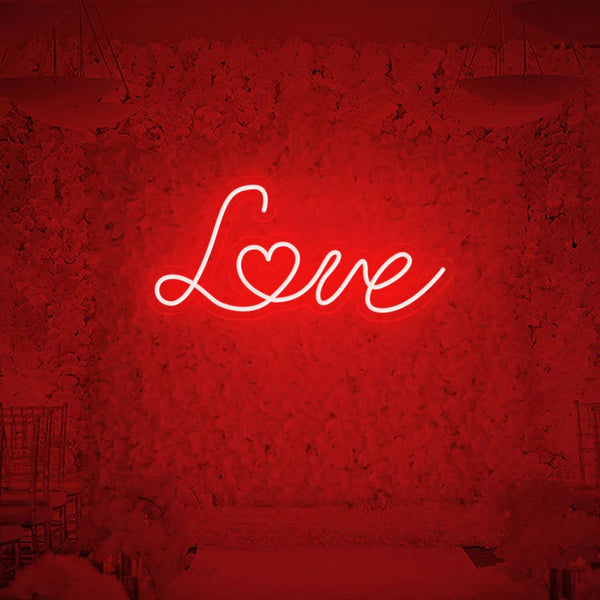 Love neon sign in bright red color for home or room decor