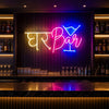 Luxury bar wall setup featuring glowing Ghar Bar Neon Sign with premium lighting ambiance.