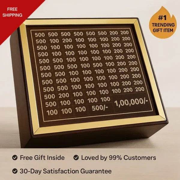 Wooden Money Saving Box for ₹1 Lakh Goal – Piggy Bank for Adults & Kids - IG Store