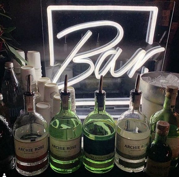 Front view of Neon Bar Light Table & Wall