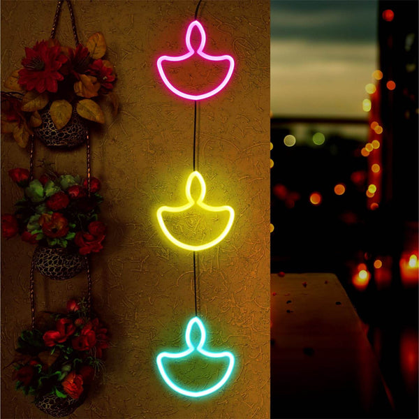 Diya Neon LED Wall Hanging Light for Diwali Decoration - IG Store