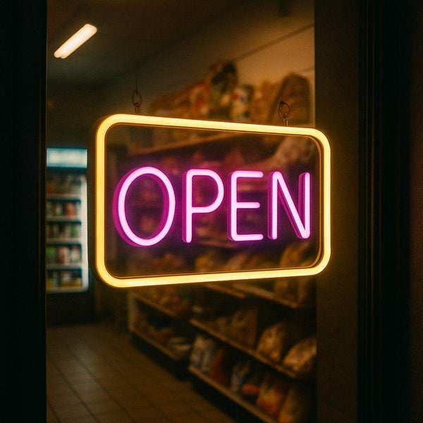 Neon "OPEN" Sign Board – 12x6 Inch LED Light for Bar, Hotel, Shop, Cafe & Restaurant