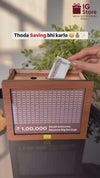 Premium Wooden 1 Lakh Money Saving Box with Gold Frame – Stylish Indian Currency Tracker Bank