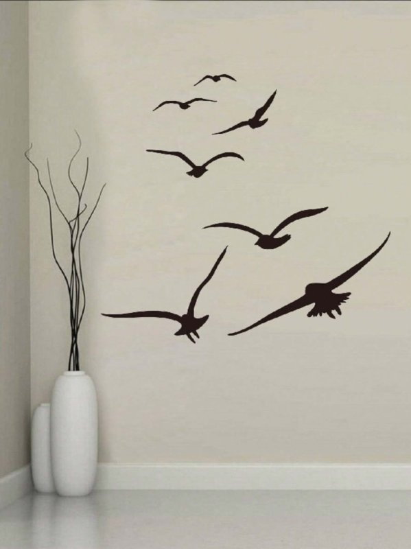 Wooden Flying Birds Wall Art Décor in Minimal Corner Room – Seagull Wall Design