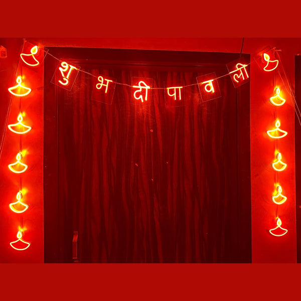 Shubh Deepawali Neon LED Lights | Diwali Decoration for Wall & Door