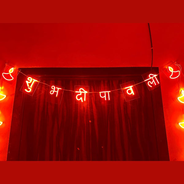Shubh Deepawali Neon LED Lights | Diwali Decoration for Wall & Door