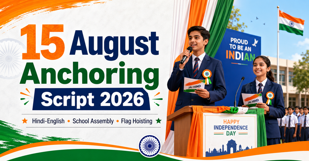 15 August Anchoring Script 2026 Hindi English school assembly flag hoisting closing