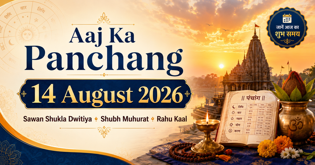 Aaj Ka Panchang 14 August 2026 Sawan Shukla Dwitiya Shubh Muhurat Rahu Kaal