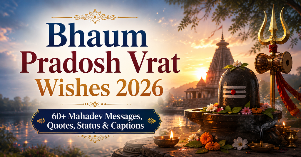 Bhaum Pradosh Vrat Wishes 2026 Mahadev messages quotes status and captions for 25 August