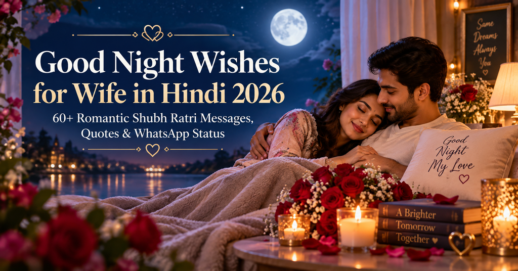Good Night Wishes for Wife in Hindi 2026 romantic Shubh Ratri messages quotes and WhatsApp status