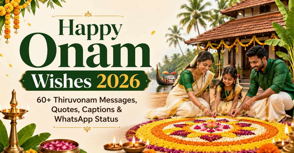 Happy Onam Wishes 2026 Thiruvonam messages quotes captions and WhatsApp status