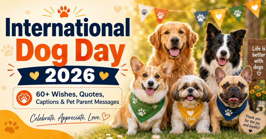 International Dog Day 2026 wishes quotes captions and pet parent messages