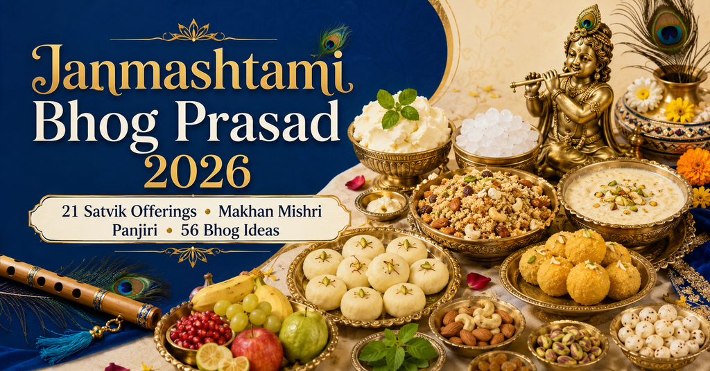 Janmashtami Bhog Prasad 2026 with 21 Satvik offerings Makhan Mishri Panjiri and 56 Bhog ideas