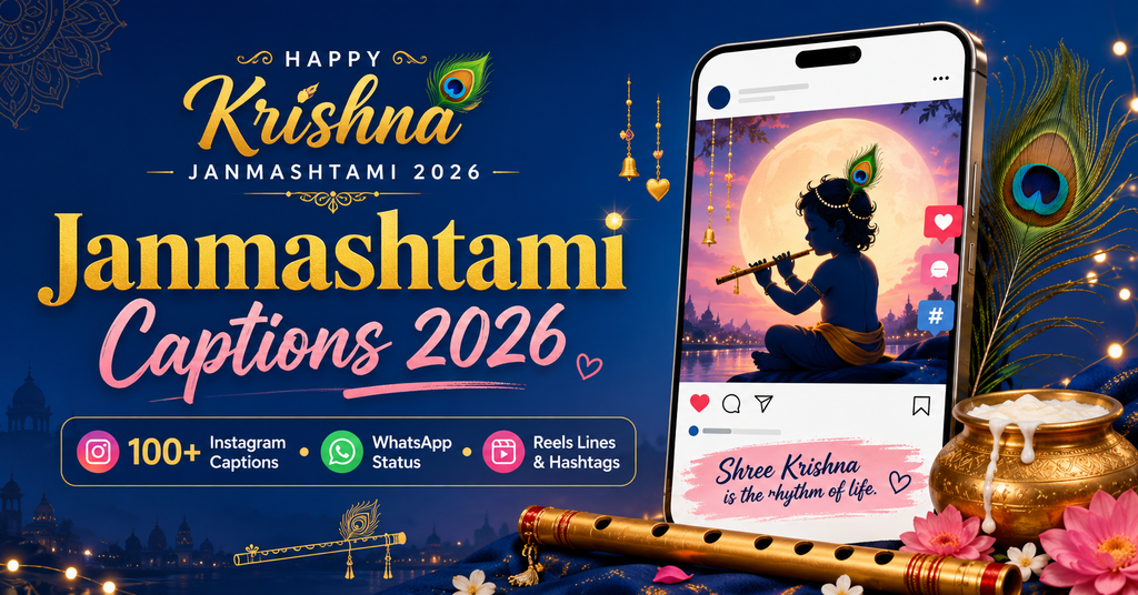 Janmashtami Captions 2026 with 100 plus Instagram captions WhatsApp status Reels lines and hashtags