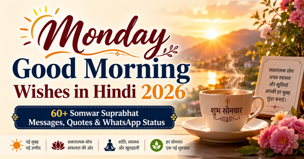 Monday Good Morning Wishes in Hindi 2026 Somwar Suprabhat messages quotes and WhatsApp status