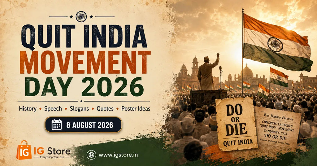 Quit India Movement Day 2026 history speech slogans quotes and poster ideas